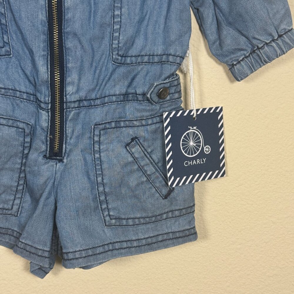 Charly Denim Romper children girls dress baby toddler 3-6 months - Picture 2 of 8
